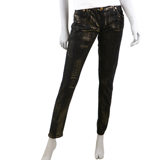 ROBERTO CAVALLI CALÇA JEANS BLACK & GOLD