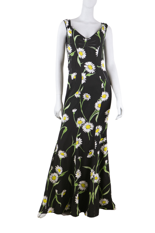 DOLCE & GABBANA VESTIDO PRETO FLORAL CREPE