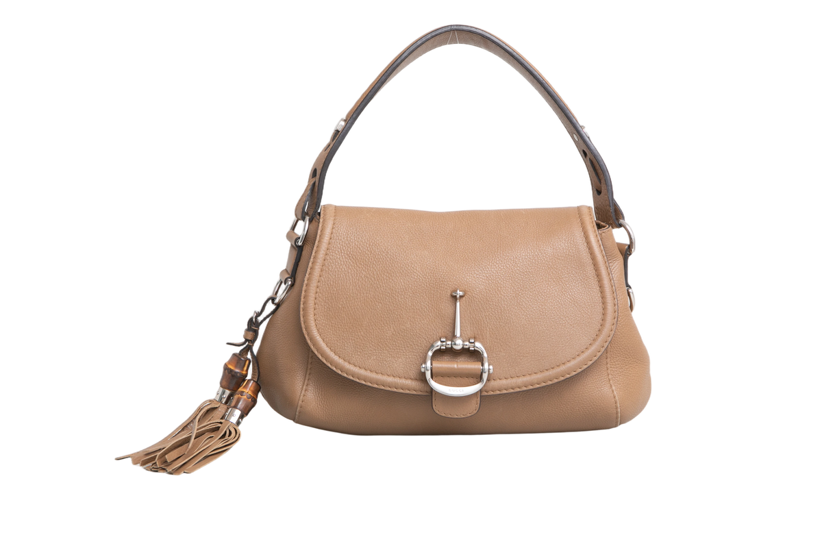 GUCCI TECHNO MEDIUM HORSEBIT BEIGE BAMBOO