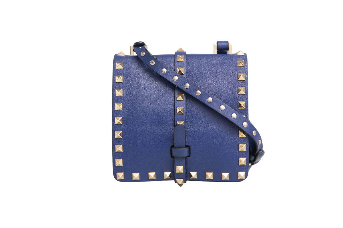 VALENTINO FLAP MESSENGER ROCKSTUD SAPPHIRE BLUE