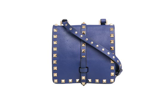 VALENTINO FLAP MESSENGER ROCKSTUD SAPPHIRE BLUE