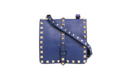 VALENTINO FLAP MESSENGER ROCKSTUD SAPPHIRE BLUE
