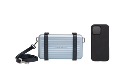 DIOR X RIMOWA ALUMINUM PERSONAL CLUTCH ON STRAP BLEU