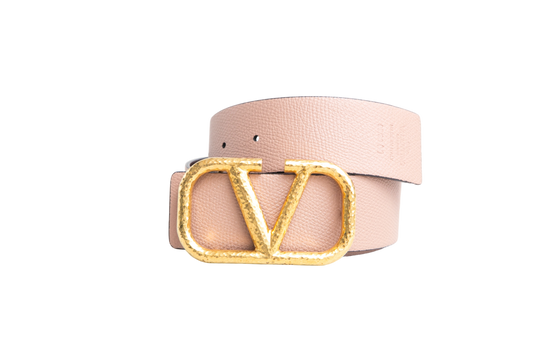 VALENTINO VLOGO BELT WITH REVERSIBLE BUCKLE BURGUNDY BLUSH