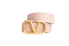 VALENTINO VLOGO BELT WITH REVERSIBLE BUCKLE BURGUNDY BLUSH