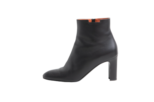 HERMÈS DEMARCHE BOOT BLACK HEELS VEAU - 37 BR