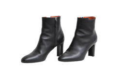 HERMÈS DEMARCHE BOOT BLACK HEELS VEAU - 37 BR