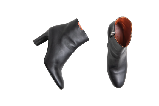 HERMÈS DEMARCHE BOOT BLACK HEELS VEAU - 37 BR