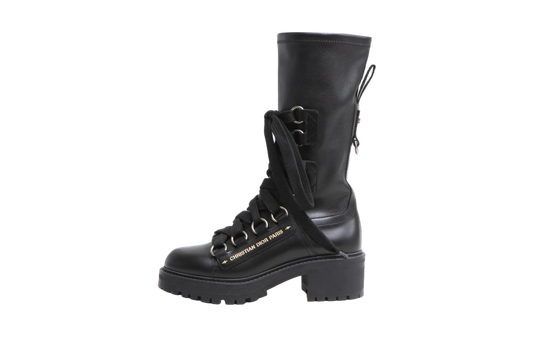 DIOR BOOTS D-FIGHT CALF-HIGH LEATHER BLACK - 34 BR