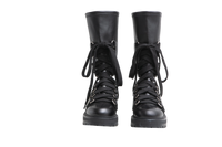 DIOR BOOTS D-FIGHT CALF-HIGH LEATHER BLACK - 34 BR