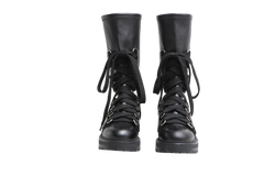 DIOR BOOTS D-FIGHT CALF-HIGH LEATHER BLACK - 34 BR