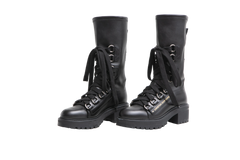 DIOR BOOTS D-FIGHT CALF-HIGH LEATHER BLACK - 34 BR