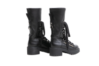 DIOR BOOTS D-FIGHT CALF-HIGH LEATHER BLACK - 34 BR