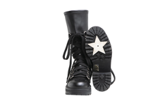 DIOR BOOTS D-FIGHT CALF-HIGH LEATHER BLACK - 34 BR