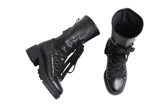 DIOR BOOTS D-FIGHT CALF-HIGH LEATHER BLACK - 34 BR