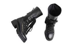 DIOR BOOTS D-FIGHT CALF-HIGH LEATHER BLACK - 34 BR