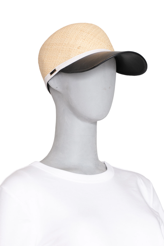 FENDI BASEBALL CAP BLACK & RAFFIA