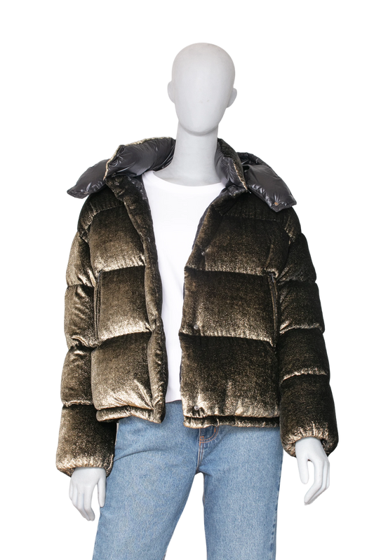 MONCLER CAILLE GIUBBOTTO SEQUINED VELVET W/HOOD