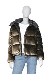 MONCLER CAILLE GIUBBOTTO SEQUINED VELVET W/HOOD