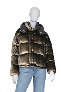 MONCLER CAILLE GIUBBOTTO SEQUINED VELVET W/HOOD