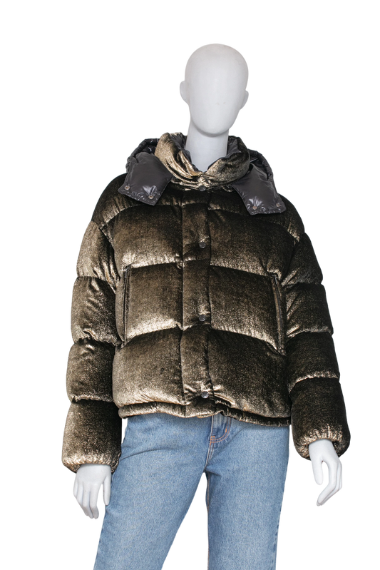 MONCLER CAILLE GIUBBOTTO SEQUINED VELVET W/HOOD