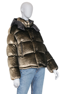 MONCLER CAILLE GIUBBOTTO SEQUINED VELVET W/HOOD