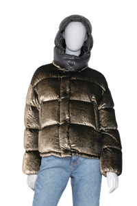 MONCLER CAILLE GIUBBOTTO SEQUINED VELVET W/HOOD