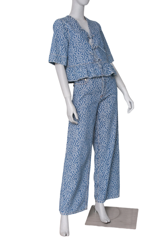 GANNI TWIN SET DENIM FLOUNGE TIE JACQUAR