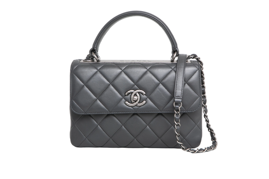 CHANEL TRENDY CC SMALL LAMBSKIN LEAD GRAY RUTHENIUM