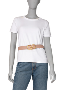 VALENTINO VLOGO BELT WITH REVERSIBLE BUCKLE BURGUNDY BLUSH