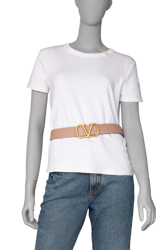 VALENTINO VLOGO BELT WITH REVERSIBLE BUCKLE BURGUNDY BLUSH