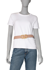 VALENTINO VLOGO BELT WITH REVERSIBLE BUCKLE BURGUNDY BLUSH