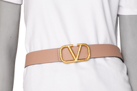 VALENTINO VLOGO BELT WITH REVERSIBLE BUCKLE BURGUNDY BLUSH