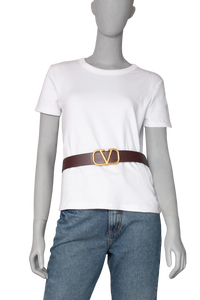 VALENTINO VLOGO BELT WITH REVERSIBLE BUCKLE BURGUNDY BLUSH