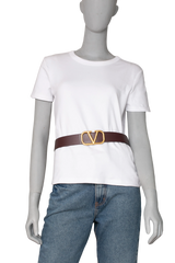 VALENTINO VLOGO BELT WITH REVERSIBLE BUCKLE BURGUNDY BLUSH