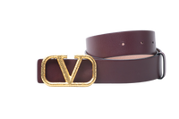VALENTINO VLOGO BELT WITH REVERSIBLE BUCKLE BURGUNDY BLUSH