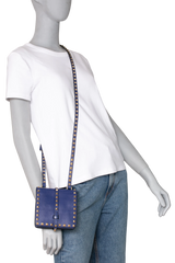 VALENTINO FLAP MESSENGER ROCKSTUD SAPPHIRE BLUE