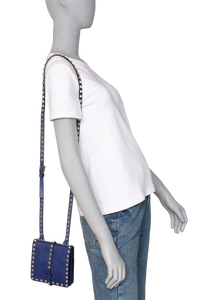 VALENTINO FLAP MESSENGER ROCKSTUD SAPPHIRE BLUE