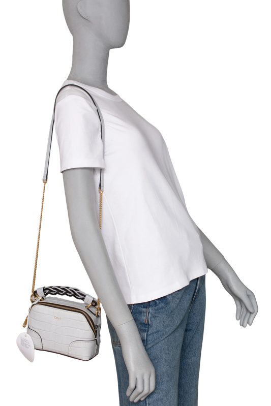 CHLOE MINI CROC EMBOSSED LIGHT CLOUD