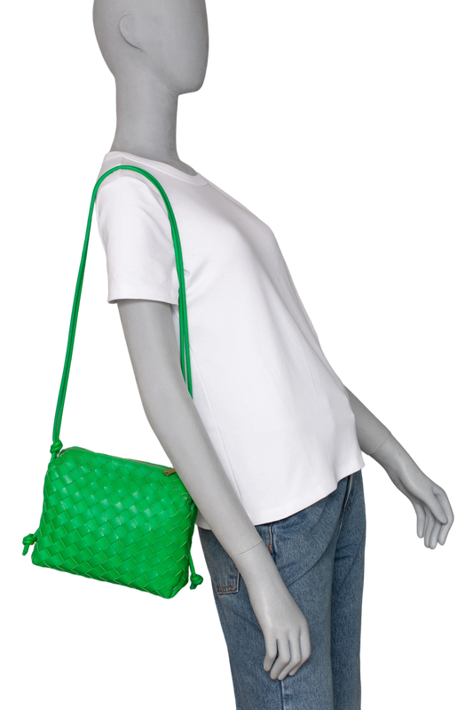 BOTTEGA NAPPA INTRECCIATO SMALL LOOP CAMERA BAG PARAKEET