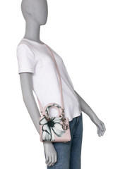 DIOR LADY DIOR MINI DEERSKIN FLORAL PRINTED PINK