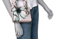 DIOR LADY DIOR MINI DEERSKIN FLORAL PRINTED PINK