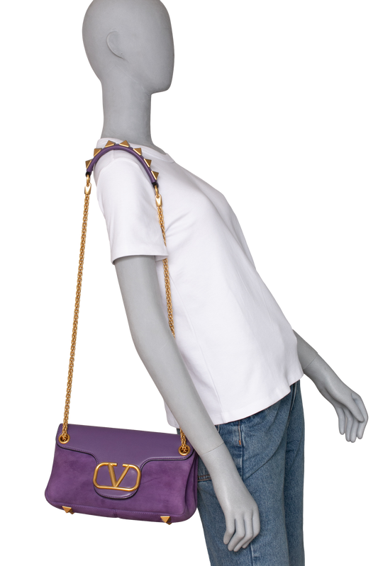 VALENTINO STUD SIGN SUEDE PURPLE
