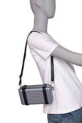 DIOR X RIMOWA ALUMINUM PERSONAL CLUTCH ON STRAP BLEU