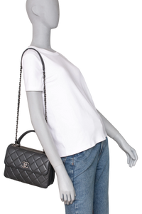 CHANEL TRENDY CC SMALL LAMBSKIN LEAD GRAY RUTHENIUM