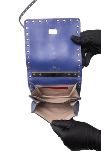 VALENTINO FLAP MESSENGER ROCKSTUD SAPPHIRE BLUE