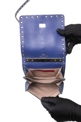 VALENTINO FLAP MESSENGER ROCKSTUD SAPPHIRE BLUE
