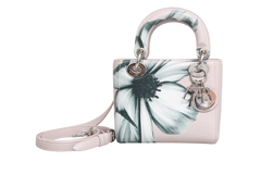 DIOR LADY DIOR MINI DEERSKIN FLORAL PRINTED PINK
