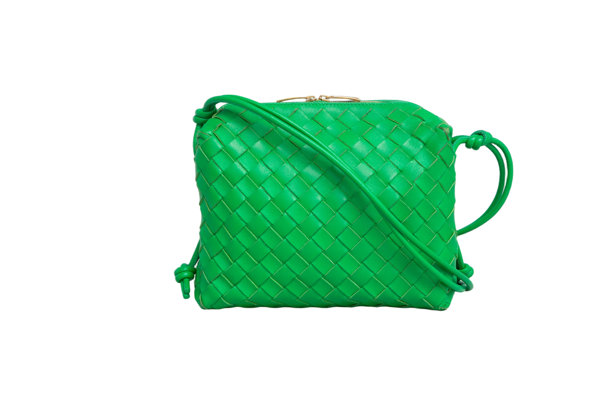 BOTTEGA NAPPA INTRECCIATO SMALL LOOP CAMERA BAG PARAKEET