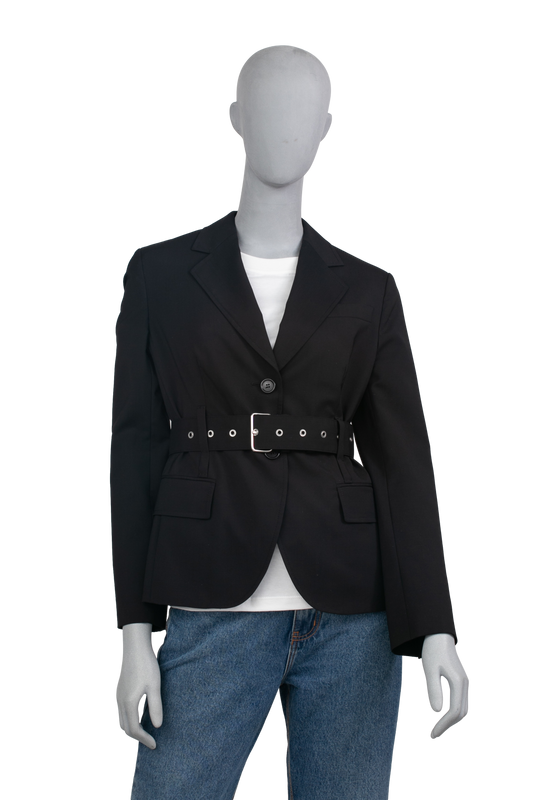 PRADA BLACK BUTTON BLAZER WITH BELT